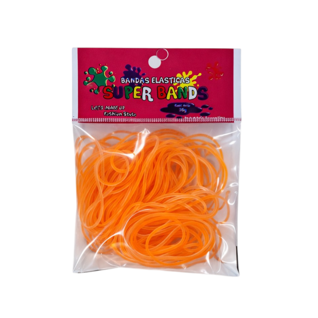 [D401022] SUPER BANDS DISPLAY N°40X2mm 30Gr  NARANJA FLUO