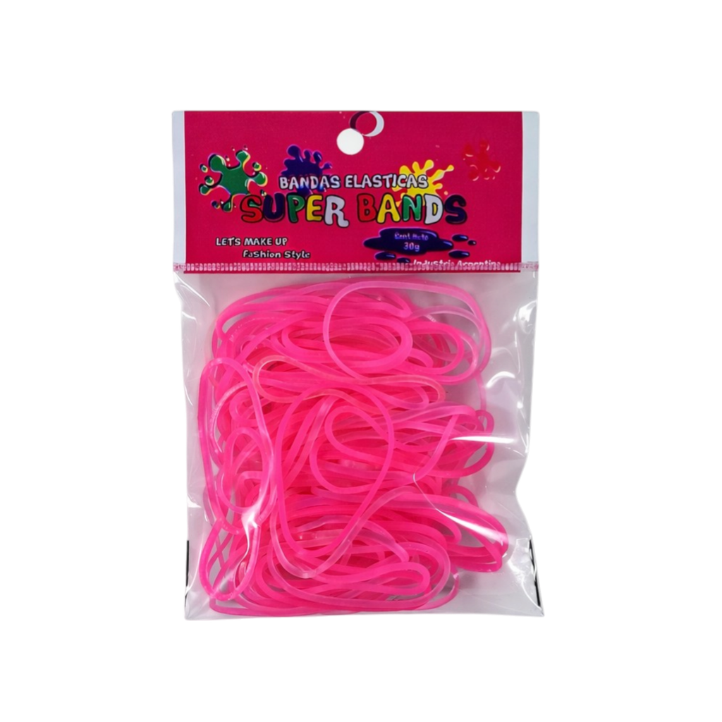 [D401025] SUPER BANDS DISPLAY N°40X2mm 30Gr  ROSA FLUO