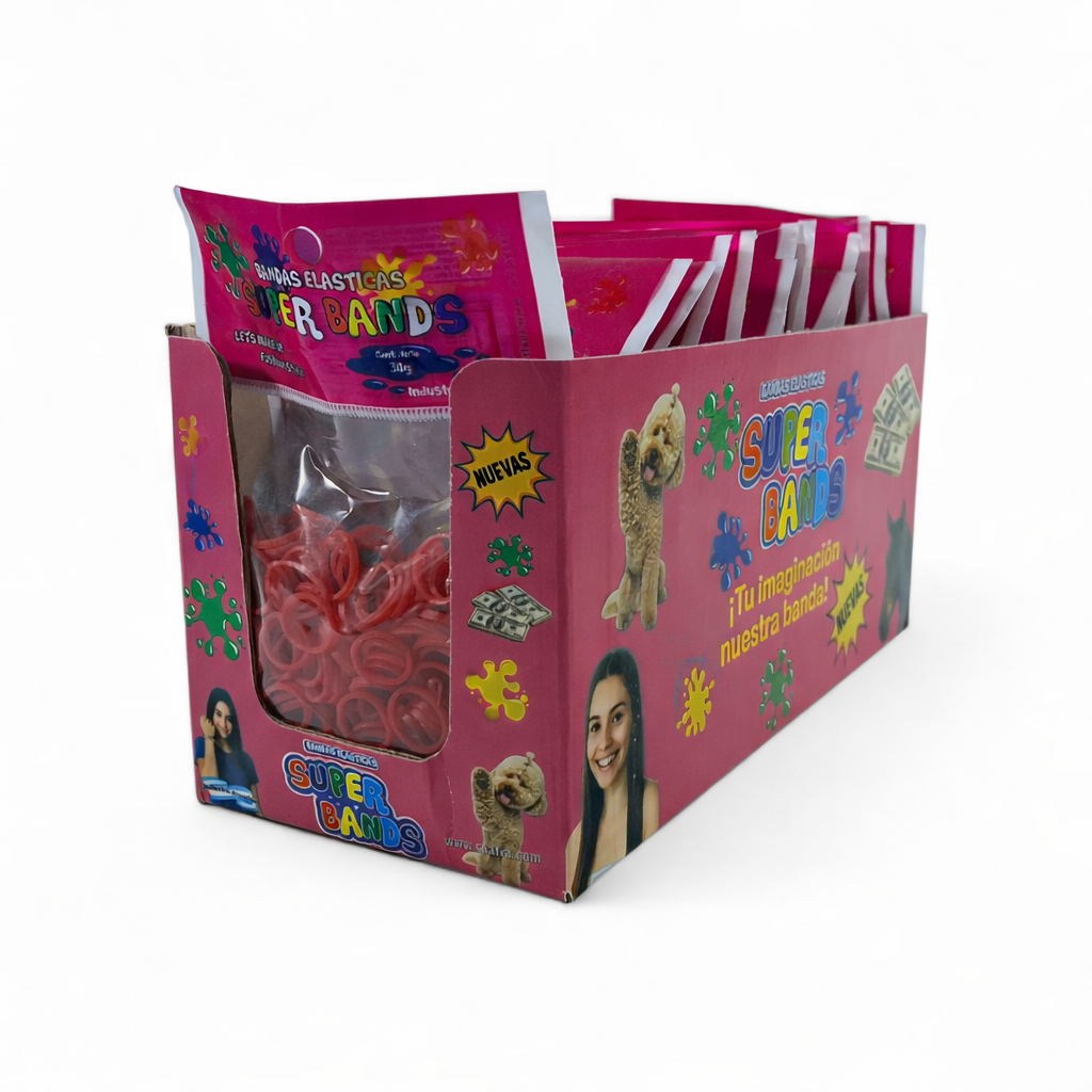 SUPER BANDS DISPLAY N°15X2mm 30Gr  ROJO